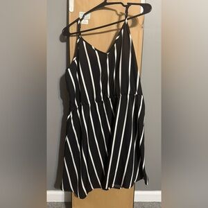 SHEIN Black and White Striped Midi Dress